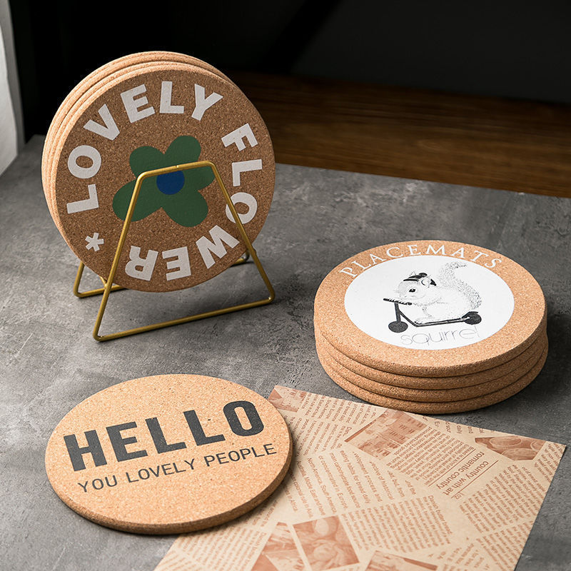 隔熱墊耐高溫防燙桌墊軟木杯墊北歐ins風可愛卡通圓形餐墊